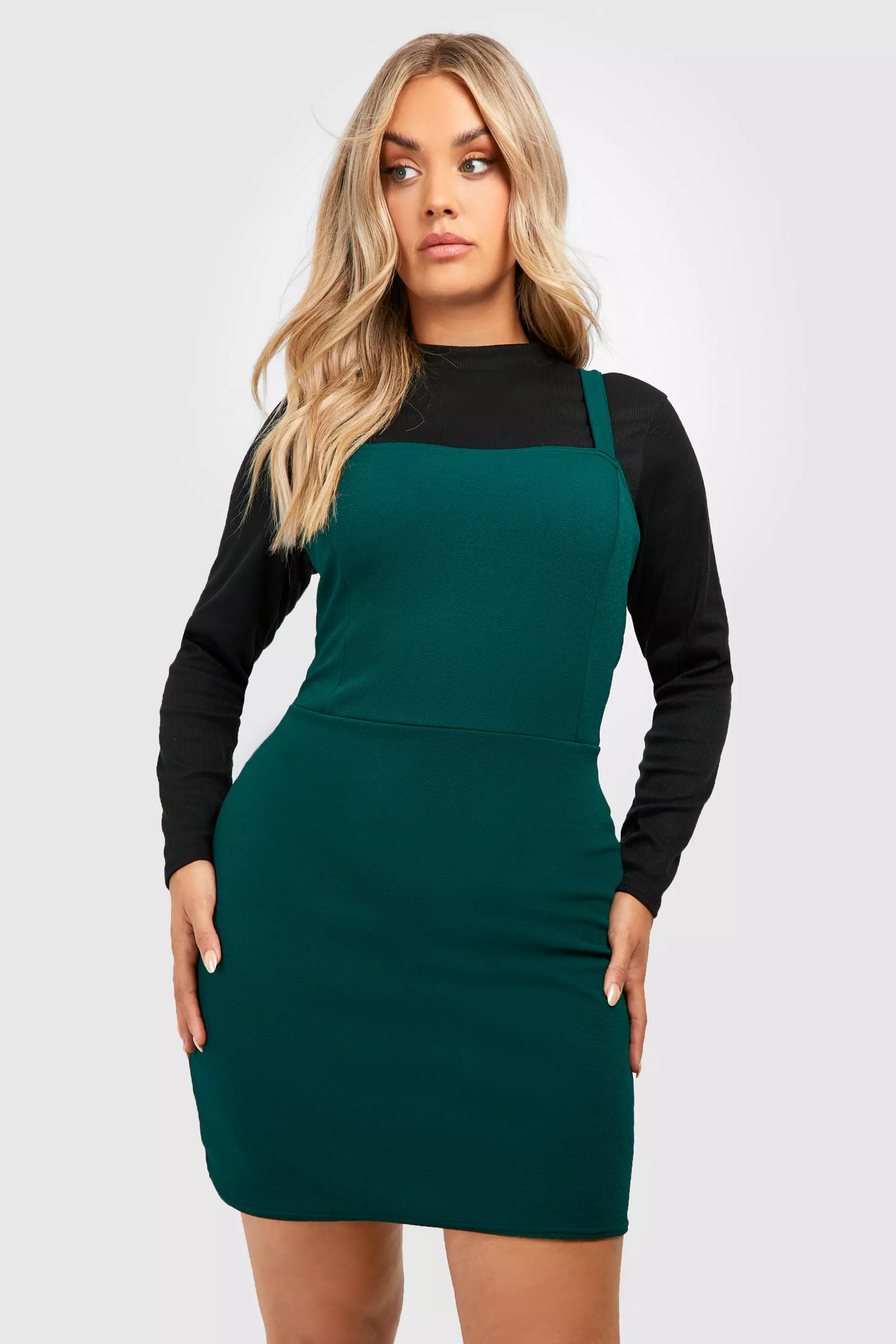 Bottle green hot sale pinafore dress